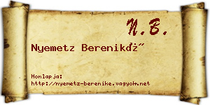 Nyemetz Bereniké névjegykártya